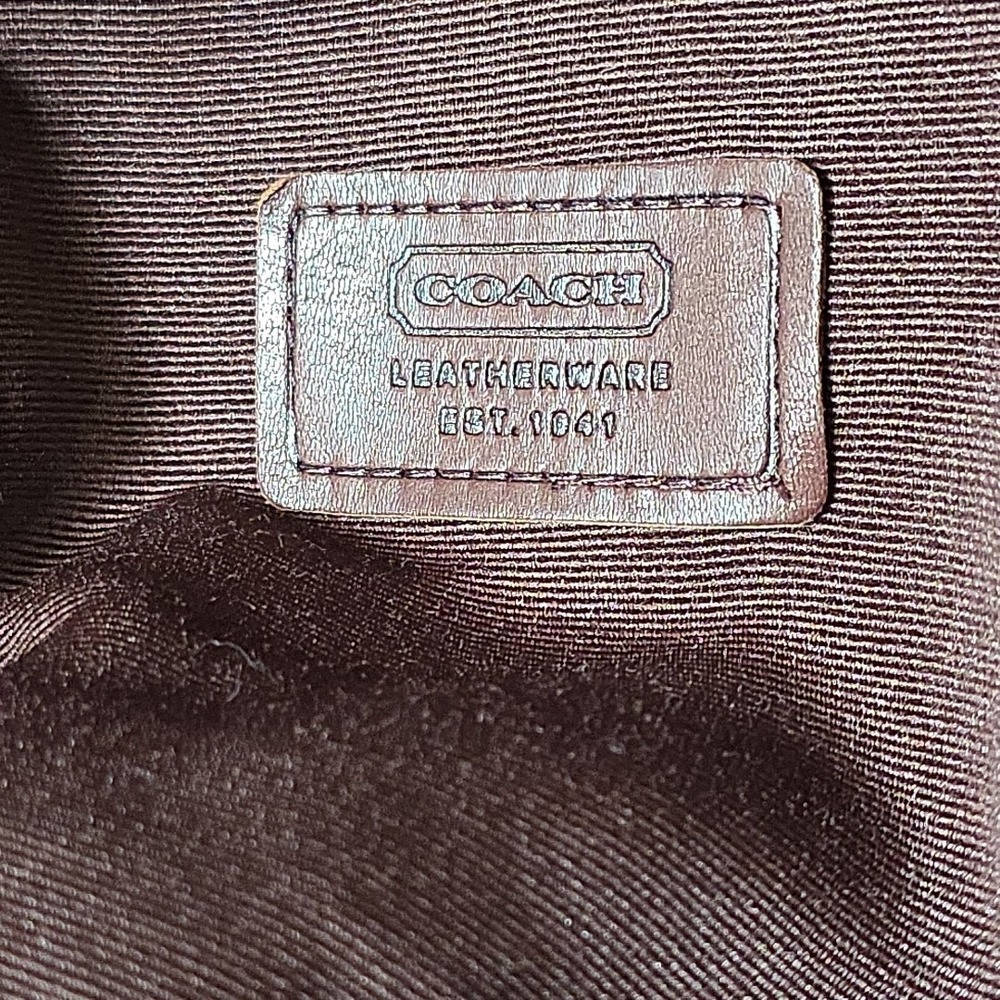 Coach Signature Jacquard Canvas Bucket Hat Brown Leather Band Size S/P - Picture 11 of 13